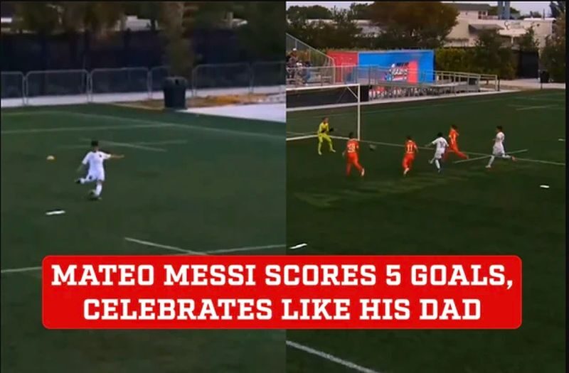 Mateo Messi mặc áo số 10 giống bố